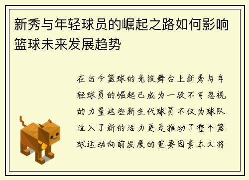 新秀与年轻球员的崛起之路如何影响篮球未来发展趋势