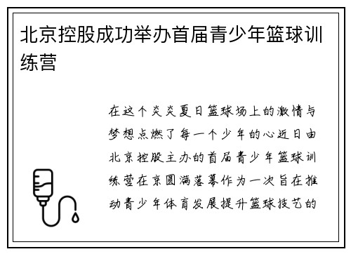 北京控股成功举办首届青少年篮球训练营